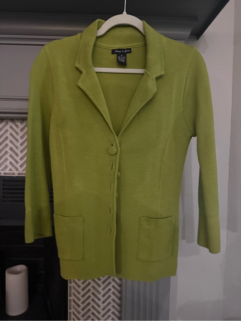 Audrey & Grace Lime Green Knit Blazer